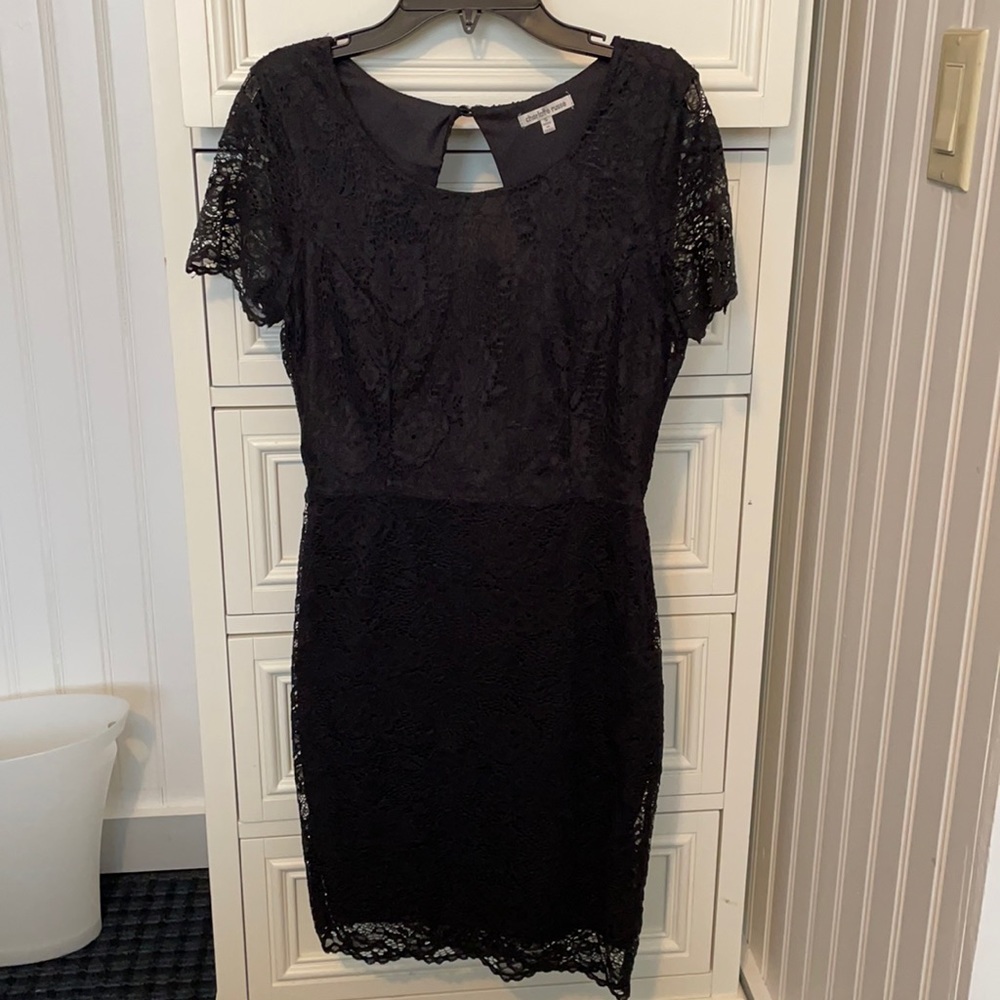 Charlotte Russe small black short sleeve opened back dress